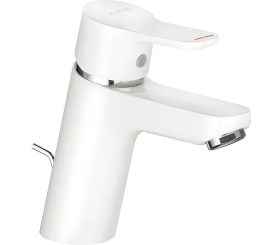 Однорычажный смеситель на умывальник KLUDI PURE&EASY 70, с донным клапаном, белый KL373829165