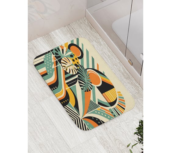 Коврик для ванной комнаты и туалета противоскользящий JOYARTY "Графика форм" 52x77 см bath_sd3542 1