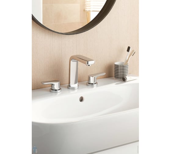 Смеситель на умывальник на 3 отверстия KLUDI PURE&SOLID KL343940575