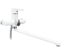 Смеситель для ванны DORON DВ 2144W-35L, шаровый, белый/хром, излив 350 мм, лейка 1 режим 016291