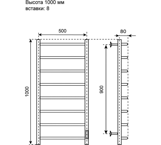 Полотенцесушитель электрический Primoclima Step E Black 100*50 8