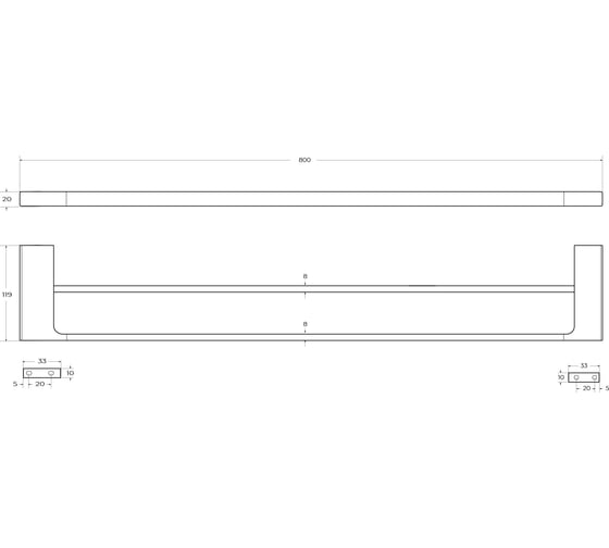 Полотенцедержатель CEZARES двойной 80 см, исполнение оружейная сталь SLIDER-THD-80-GM