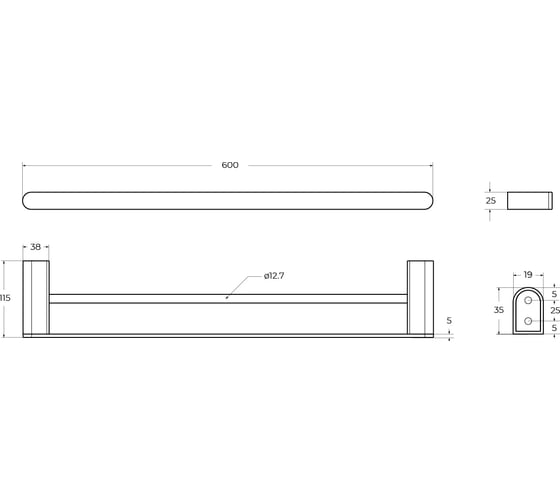 Полотенцедержатель CEZARES двойной 60 см, исполнение хром STYLUS-THD-60-01