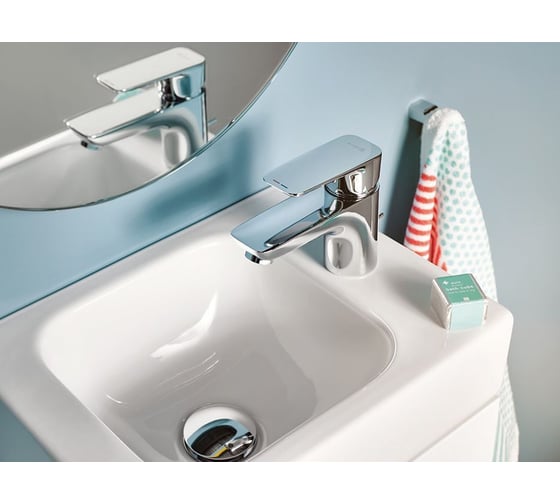Однорычажный смеситель на умывальник KLUDI PURE&STYLE 75, с донным клапаном KL403820575