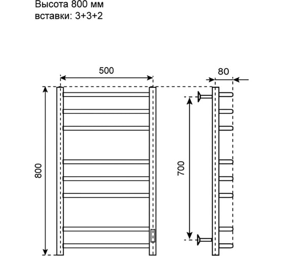 Полотенцесушитель электрический Primoclima Step E Graphite 80*50 3_3_2