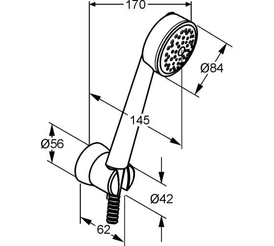 Душевой гарнитур KLUDI Zenta 1S 1 вид струи, хром KL6065005-00