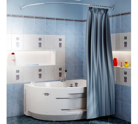 Карниз для шторы на ванну Ирма Радомир 169х110 хром 1-12-2-0-0-217