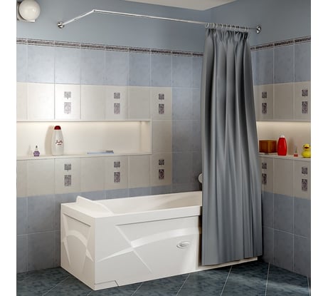 Карниз для шторы на прямоугольную ванну Радомир Г-образный 170х75 хром 1-12-2-0-0-991