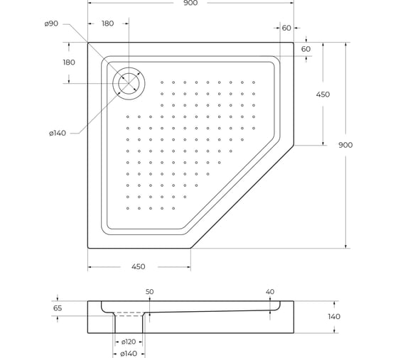 Акриловый поддон BelBagno TRAY-BB-P-90-15-W