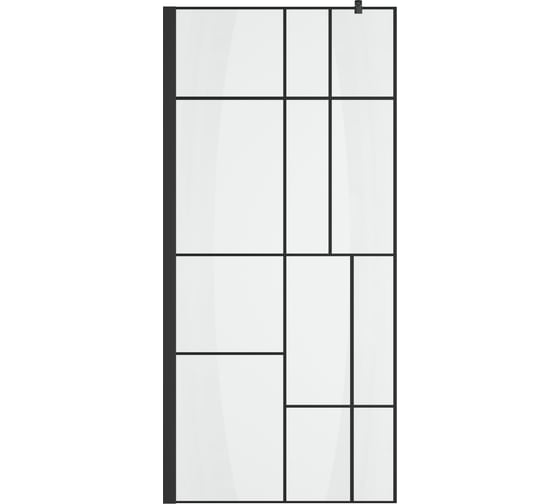 Душевая перегородка Bauedge BAU Stil tetris 190x90 см, прозрачное стекло 6 мм, черный матовый профиль SB0021B