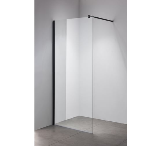 Душевая перегородка Bauedge BAU Stil 190x90 см, прозрачное стекло 6 мм, черный матовый профиль SB0019B
