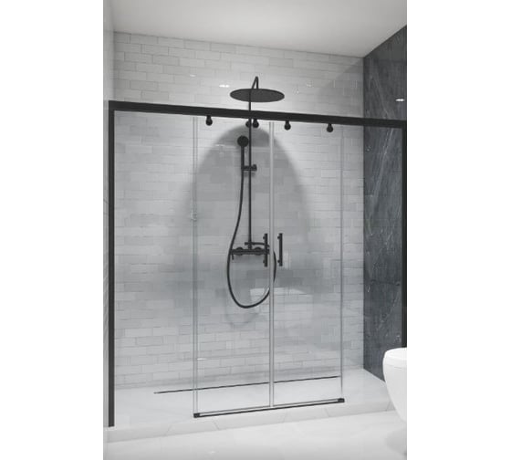 Дверь в душевую нишу GuteWetter GWMPSLD864 205x200 см, цвет фурнитуры черный матовый, цвет стекла бесцветный, стекло закаленное 8 мм / 6 мм, открывание двери левое / правое 4698033048173 1