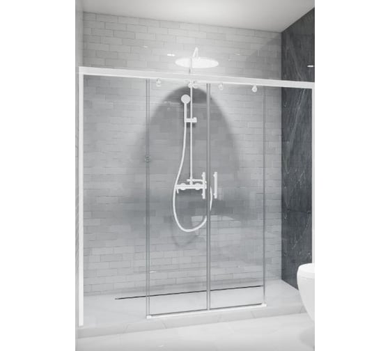 Дверь в душевую нишу GuteWetter GWMPSLD864 235x200 см, цвет фурнитуры белый матовый, цвет стекла бесцветный, стекло закаленное 8 мм / 6 мм, открывание двери левое / правое 4698033048388