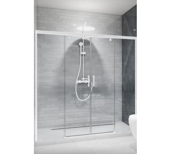 Дверь в душевую нишу GuteWetter GWMPSLD864 215x200 см, цвет фурнитуры белый матовый, цвет стекла бесцветный, стекло закаленное 8 мм / 6 мм, открывание двери левое / правое 4698033048227 1