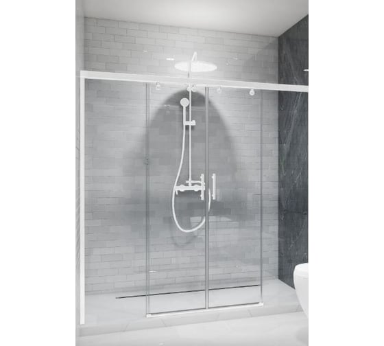 Дверь в душевую нишу GuteWetter GWMPSLD864 205x200 см, цвет фурнитуры белый матовый, цвет стекла бесцветный, стекло закаленное 8 мм / 6 мм, открывание двери левое / правое 4698033048142 1