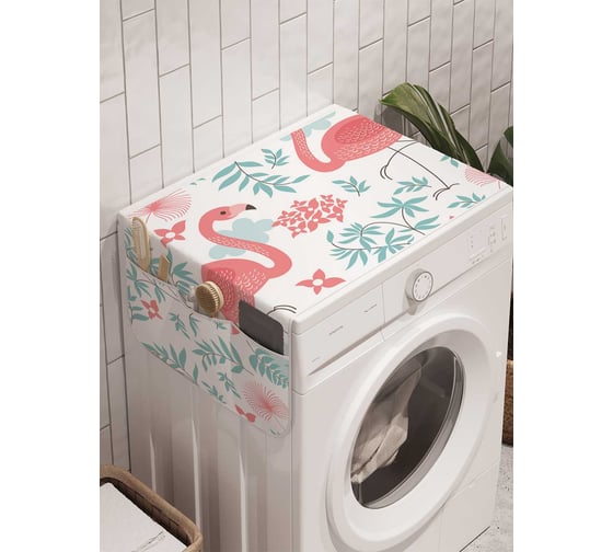 Органайзер для хранения Ambesonne "Осторожные фламинго" на стиральную машину, 45x120 см cwm_378493 1