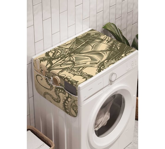 Органайзер для хранения Ambesonne "Осьминоги топят корабль" на стиральную машину, 45x120 см, cwm_6059 1