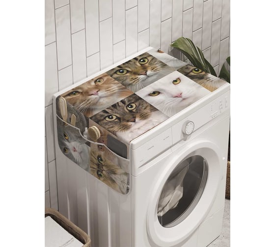 Органайзер для хранения Ambesonne "Кошачьи лица" на стиральную машину, 45x120 см, cwm_9656 1