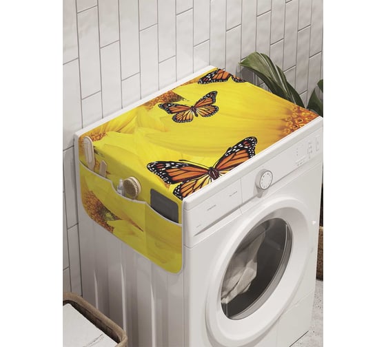Органайзер для хранения Ambesonne "Бабочки на цветах" на стиральную машину, 45x120 см, cwm_9861