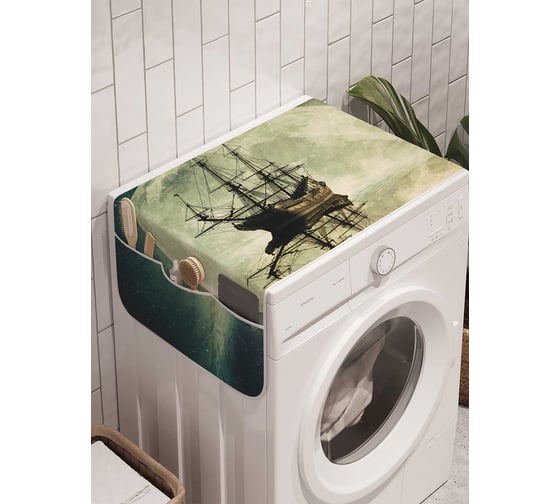 Органайзер для хранения Ambesonne "Лунный корабль" на стиральную машину, 45x120 см, cwm_32177 1