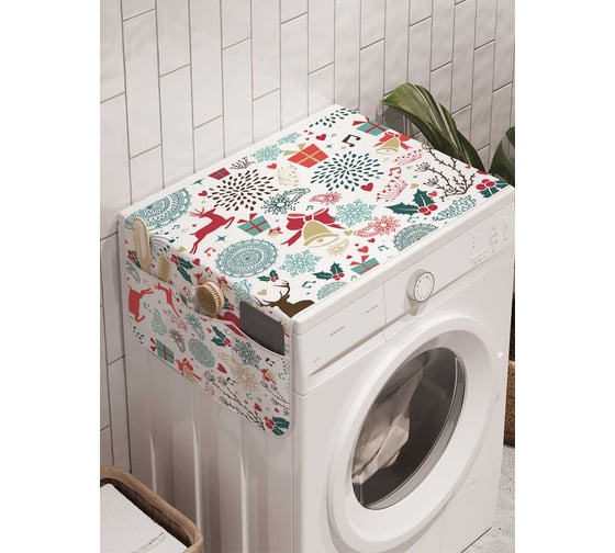 Органайзер для хранения Ambesonne "Новогодние олени" на стиральную машину, 45x120 см, cwm_6130 1