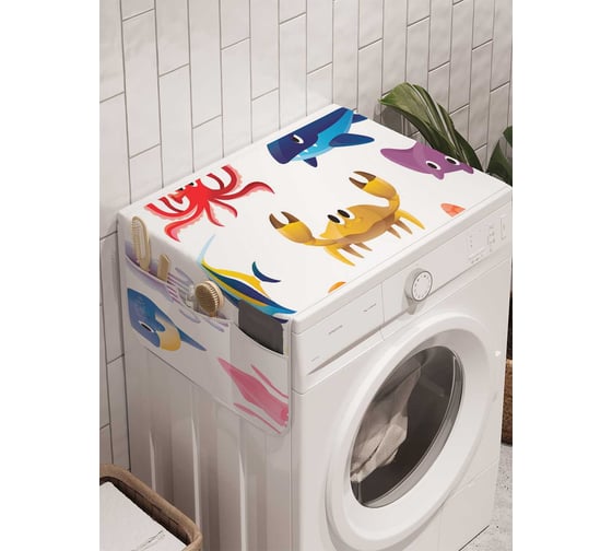 Органайзер для хранения Ambesonne "Морские характеры" на стиральную машину, 45x120 см, cwm_9518 1