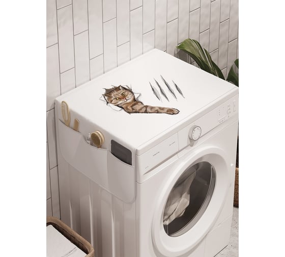 Органайзер для хранения Ambesonne "Озорной кот" на стиральную машину, 45x120 см cwm_385295 1
