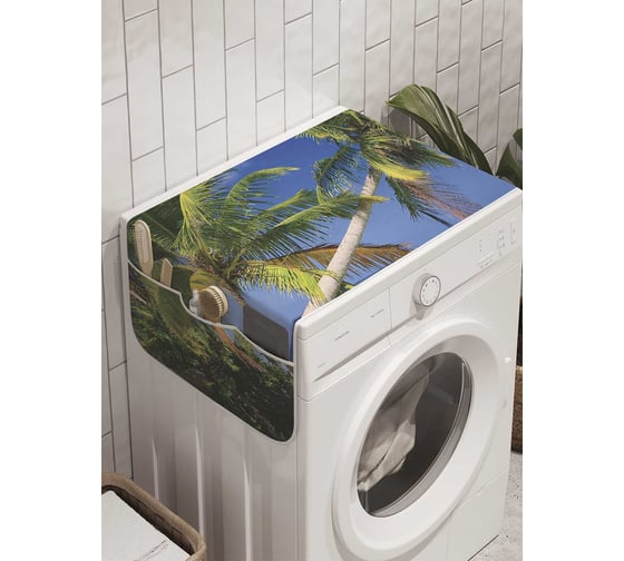 Органайзер для хранения Ambesonne "Наклонившаяся пальму у берега" на стиральную машину, 45x120 см, cwm_10055 1