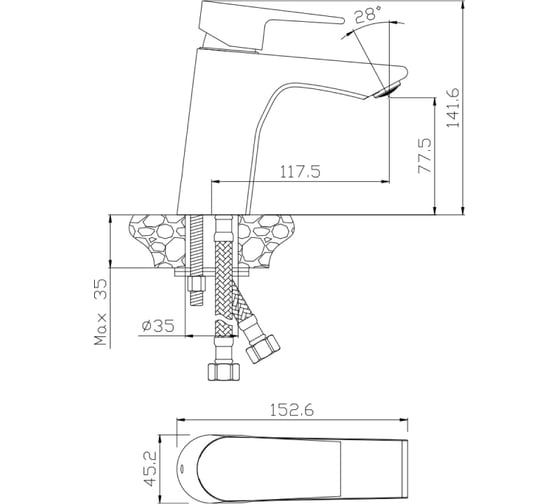 Смеситель для раковины Wesnaart BRIZ, хром BRI20-210