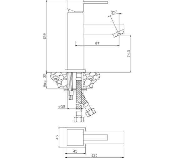 Смеситель для раковины Wesnaart KRISTAL, хром KRI22-210