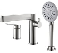 Смеситель на борт ванны BelBagno DELTA с ручным выдвижным душем, нержавеющая сталь, исполнение сатин DEL-BVD3-IN