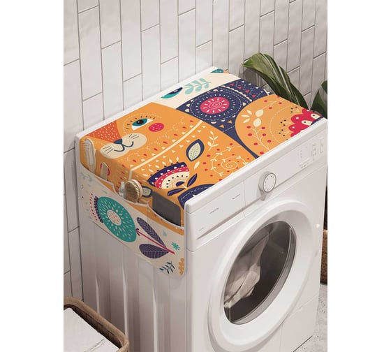 Органайзер для хранения Ambesonne "Расписной котейка" на стиральную машину, 45x120 см, cwm_26154 1