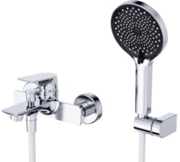 Смеситель для ванны и душа BelBagno MARINO в комплекте с ручным душем, шлангом и держателем, хром MARINO-VASM-CRM