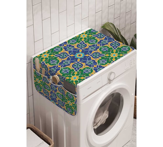 Органайзер для хранения Ambesonne "Цветочные квадраты" на стиральную машину, 45x120 см, cwm_15416 1
