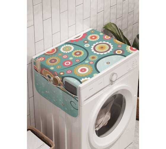 Органайзер для хранения Ambesonne "Цветочный слоник" на стиральную машину, 45x120 см, cwm_27641 1