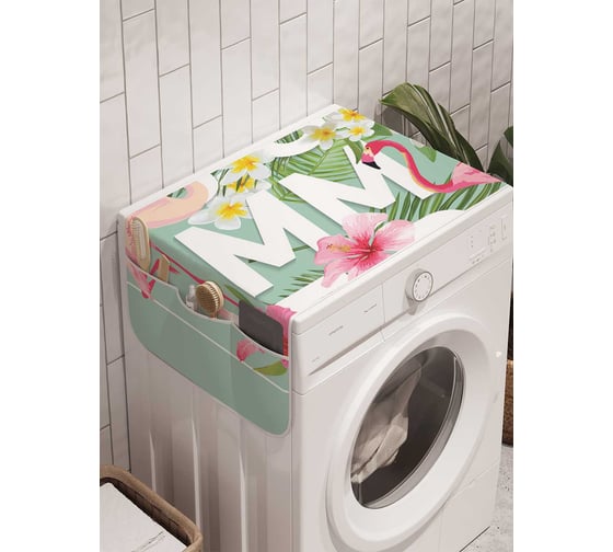 Органайзер для хранения Ambesonne "Летний цветочный фламинго" на стиральную машину, 45x120 см, cwm_29049 1