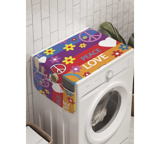 Органайзер для хранения Ambesonne "Мир и любовь" на стиральную машину, 45x120 см, cwm_10961