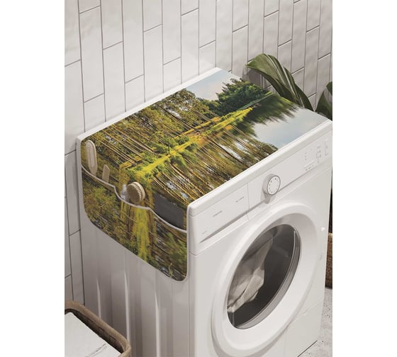 Органайзер для хранения Ambesonne "Густой лес у реки" на стиральную машину, 45x120 см, cwm_10289