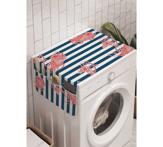 Органайзер для хранения Ambesonne "Морские жители на полосах" на стиральную машину, 45x120 см, cwm_15943 1