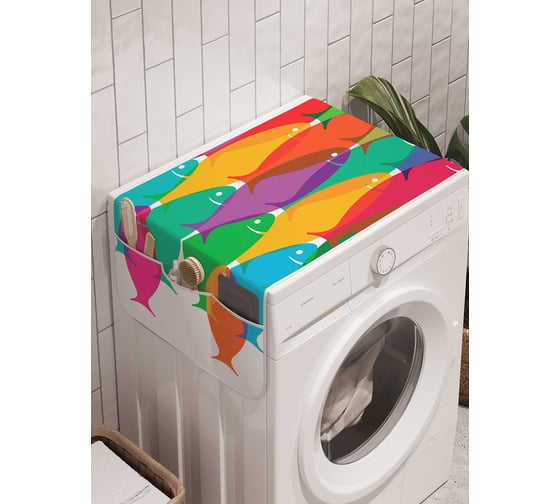 Органайзер для хранения Ambesonne "Красочный косяк рыб" на стиральную машину, 45x120 см, cwm_20574