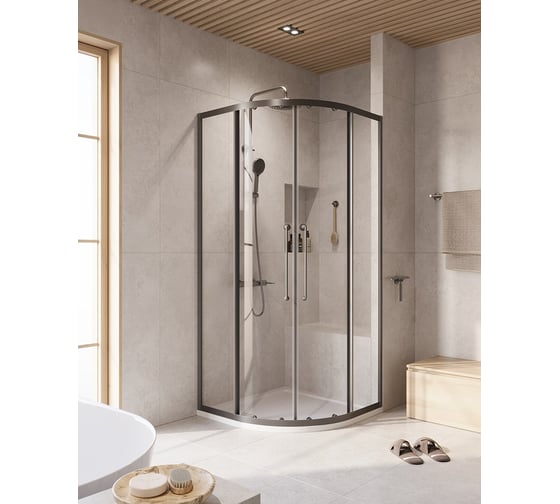 Душевой уголок Cezares отделка Оружейная сталь RELAX-304-R-2-90-C-GM