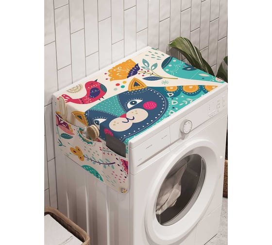 Органайзер для хранения Ambesonne "Счастливый кот" на стиральную машину, 45x120 см, cwm_25254