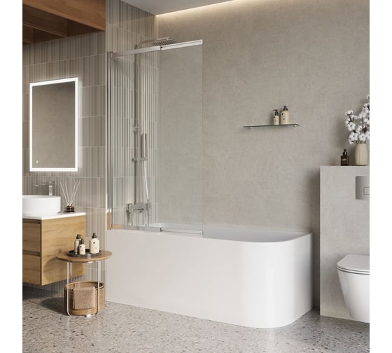 Душевая шторка на ванну BelBagno LUCE-VF-11-80/145-C-Cr 1