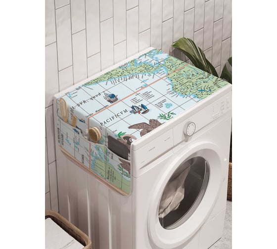 Органайзер для хранения Ambesonne "Старая карта" на стиральную машину, 45x120 см, cwm_21101 1