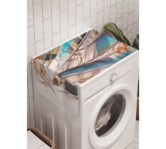 Органайзер для хранения Ambesonne "Декоративные перья" на стиральную машину, 45x120 см, cwm_20238 1