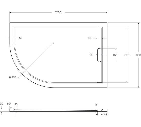 Поддон Cezares из искусственного мрамора TRAY-AS-RH-120/80-30-W-R