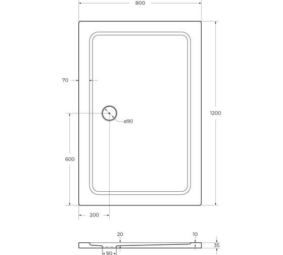 Поддон Cezares SMC TRAY-M-AH-120/80-35-W