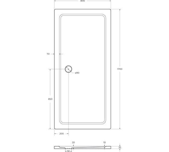 Поддон Cezares SMC TRAY-M-AH-170/80-35-W