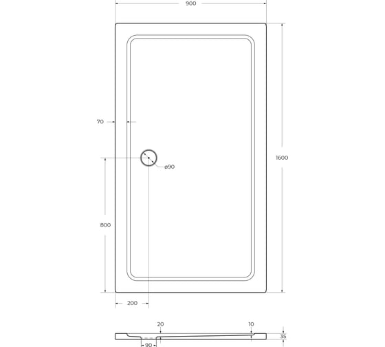 Поддон Cezares SMC TRAY-M-AH-160/90-35-W