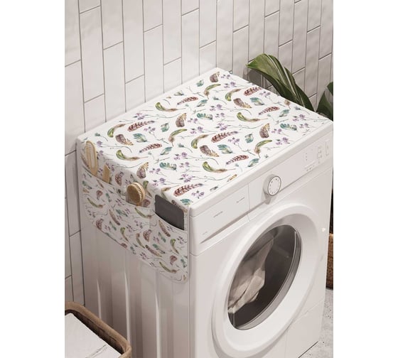 Органайзер для хранения Ambesonne "Перья зеленые" на стиральную машину, 45x120 см cwm_378432 1